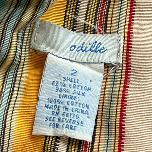 Odille Anthropologie Circle Swing Skirt Stripes Layered Cotton Silk US 2 - C2807 - Picture 10 of 14